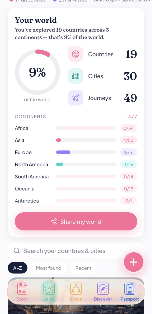Your world — countries, cities and continents at a glance